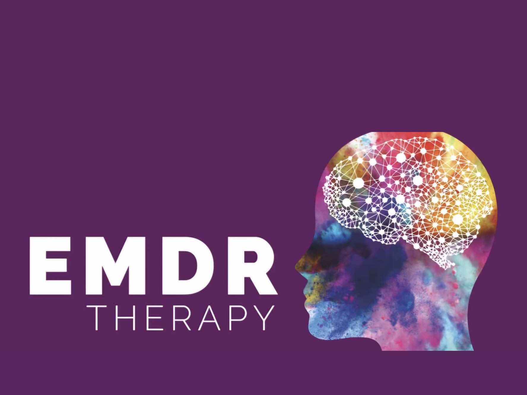 Logo EMDR Therapy con il profilo di una testa e una rete di connessioni neuronali colorate